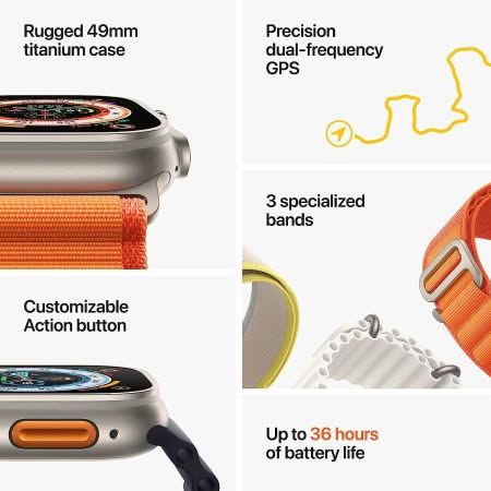 Montre Connectée Apple Watch Ultra M/L 4 Montre Connectée Apple Watch Ultra Bracelet Trail Jaune/Beige M/L